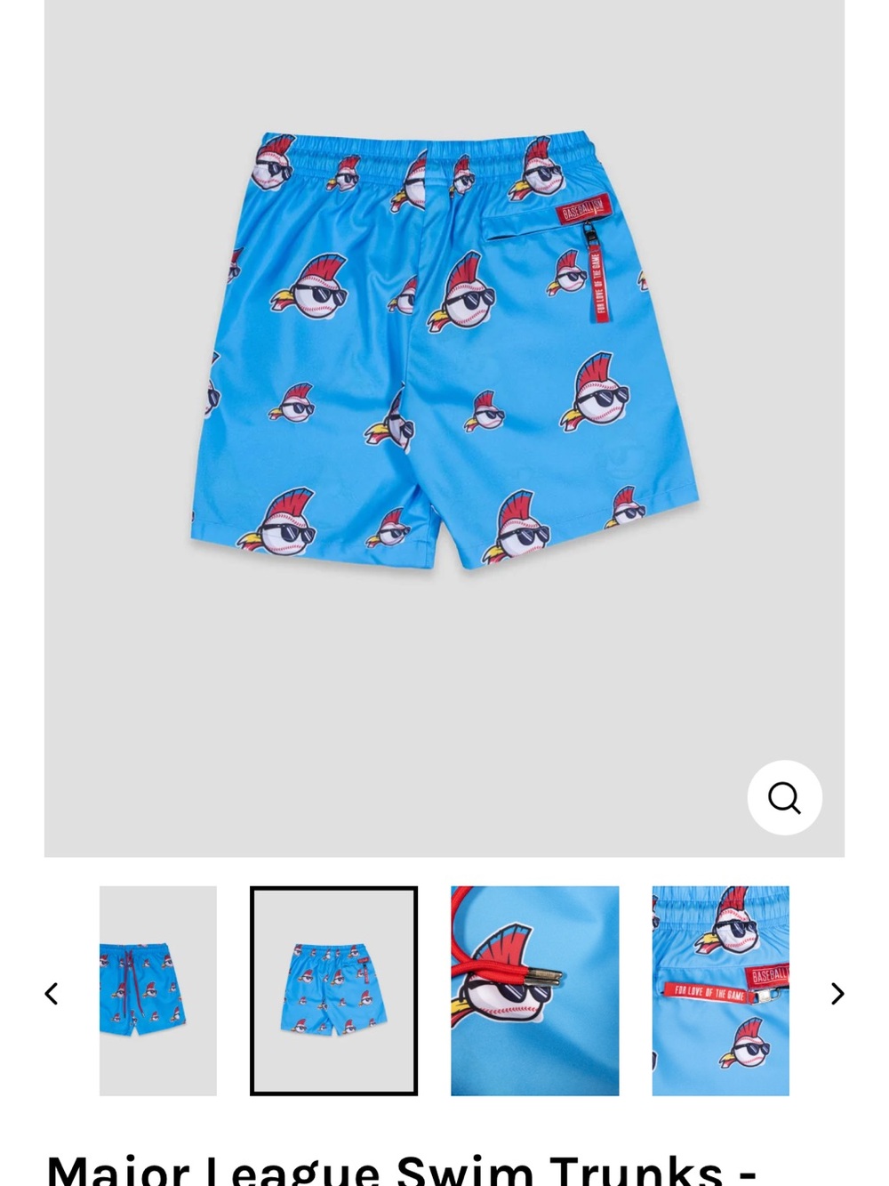 Major League Kids' Blue Swim Trunks with Graphic Bird Print